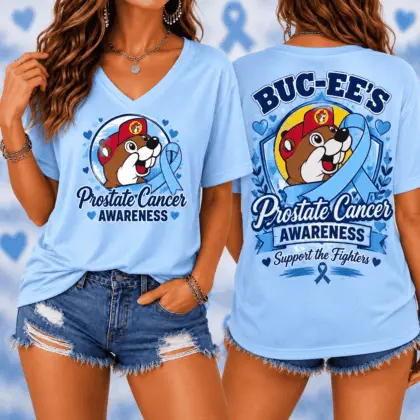 Buc-ee's Prostate Cancer Awareness Graphic V-Neck T-Shirt NY