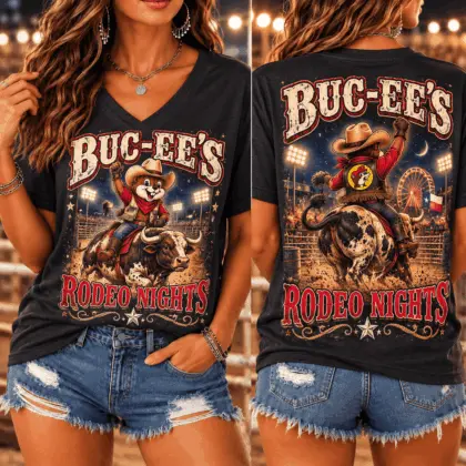 Buc-ee's Rodeo Nights Graphic V-Neck T-Shirt NY