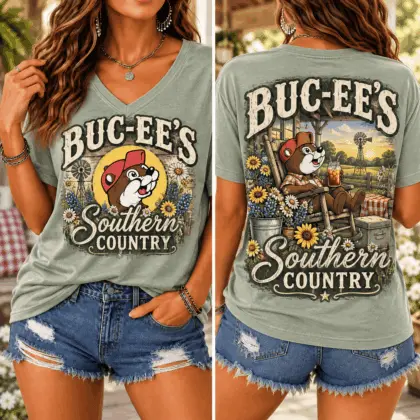 Buc-ee's Southern Country Graphic V-Neck T-Shirt NY