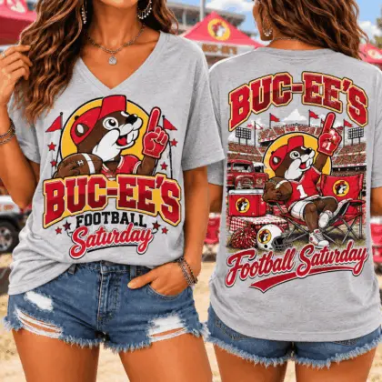 Buc-ee's Football Saturday Graphic V-Neck T-Shirt NY