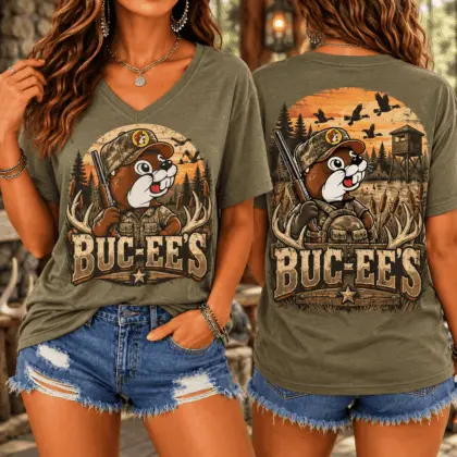 Buc-ee's Western Ranch Graphic V-Neck T-Shirt NY