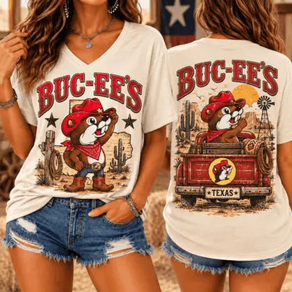 Buc-ee's Texas Ranch Heritage Graphic V-Neck T-Shirt NY