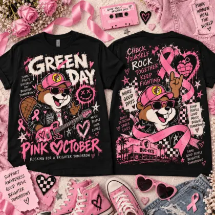 Buc-ee's Green Day Pink October Breast Cancer Awareness 3D Shirt NTH1