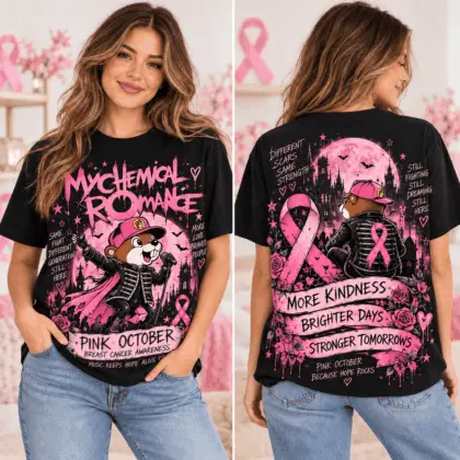 Buc-ee's My Chemical Romance Pink October Breast Cancer Awareness 3D Shirt NTH1