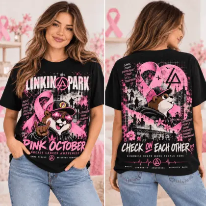 Buc-ee's Linkin Park Pink October Breast Cancer Awareness 3D Shirt NTH1