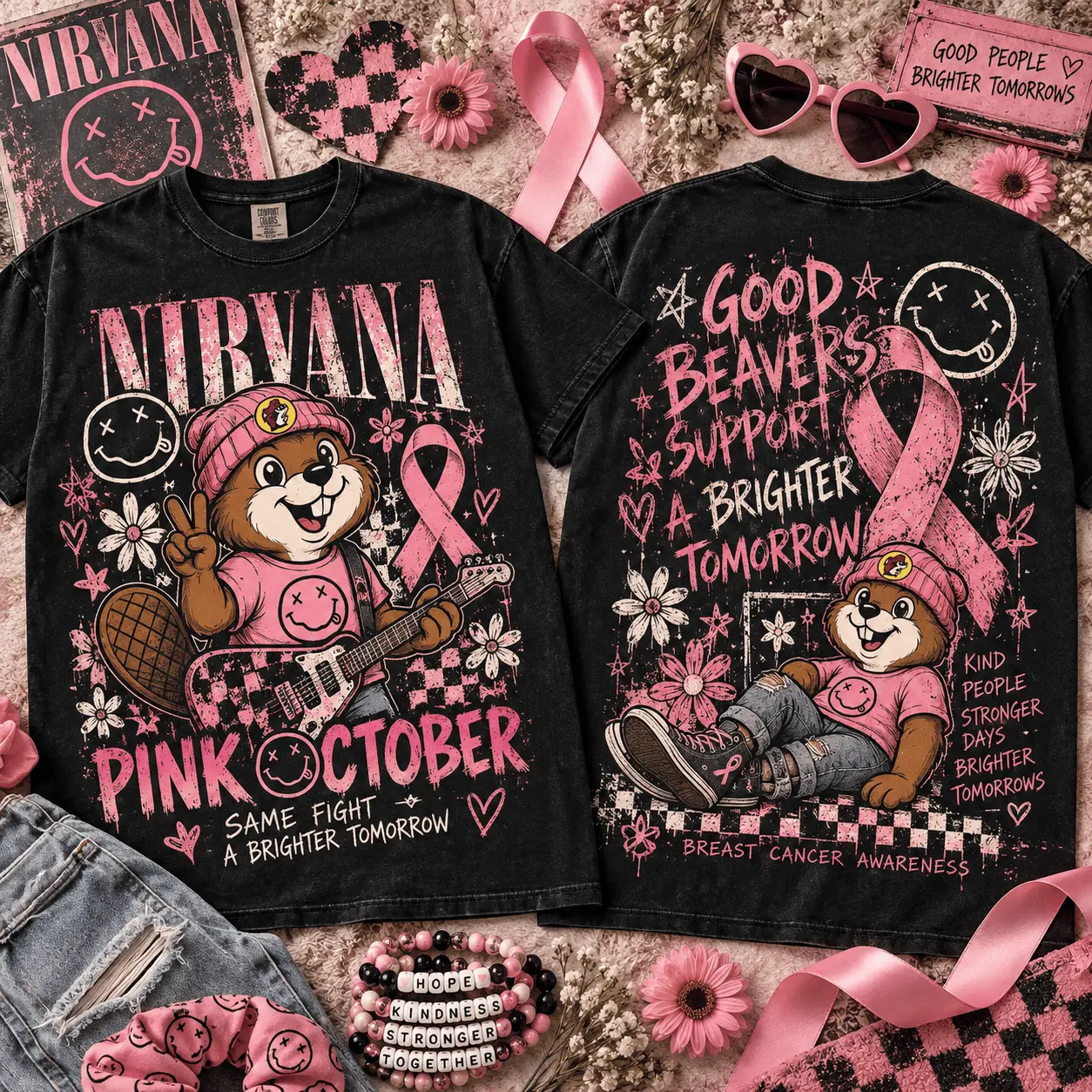 Buc-ee's Nirvana Pink October Breast Cancer Awareness 3D Shirt NTH1 - Image 2