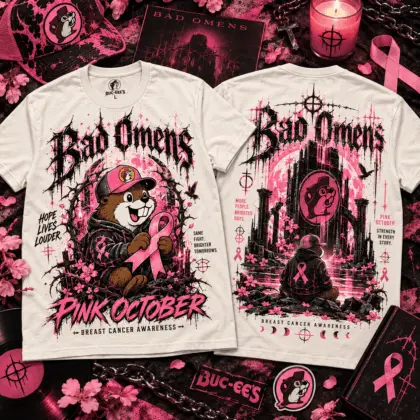 Buc-ee's Bad Omens Pink October Breast Cancer Awareness 3D Shirt NTH1