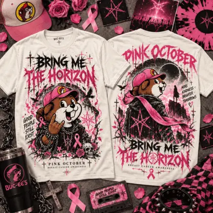 Buc-ee's Bring Me The Horizon Pink October Breast Cancer Awareness 3D Shirt NTH1