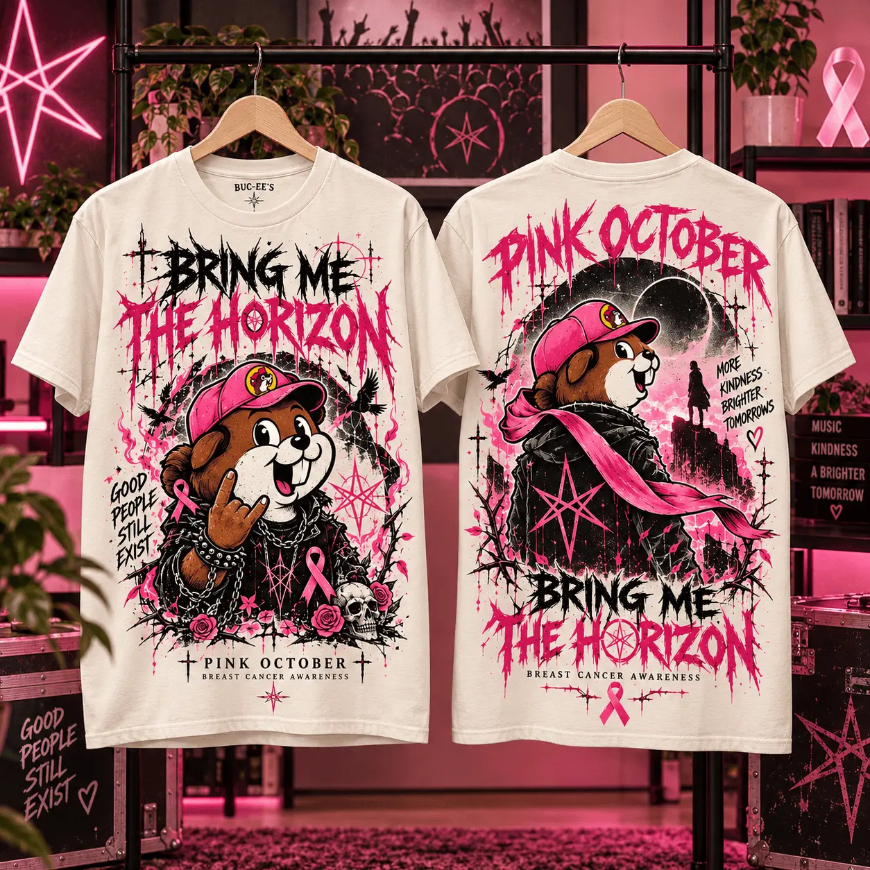 Buc-ee's Bring Me The Horizon Pink October Breast Cancer Awareness 3D Shirt NTH1 - Image 2