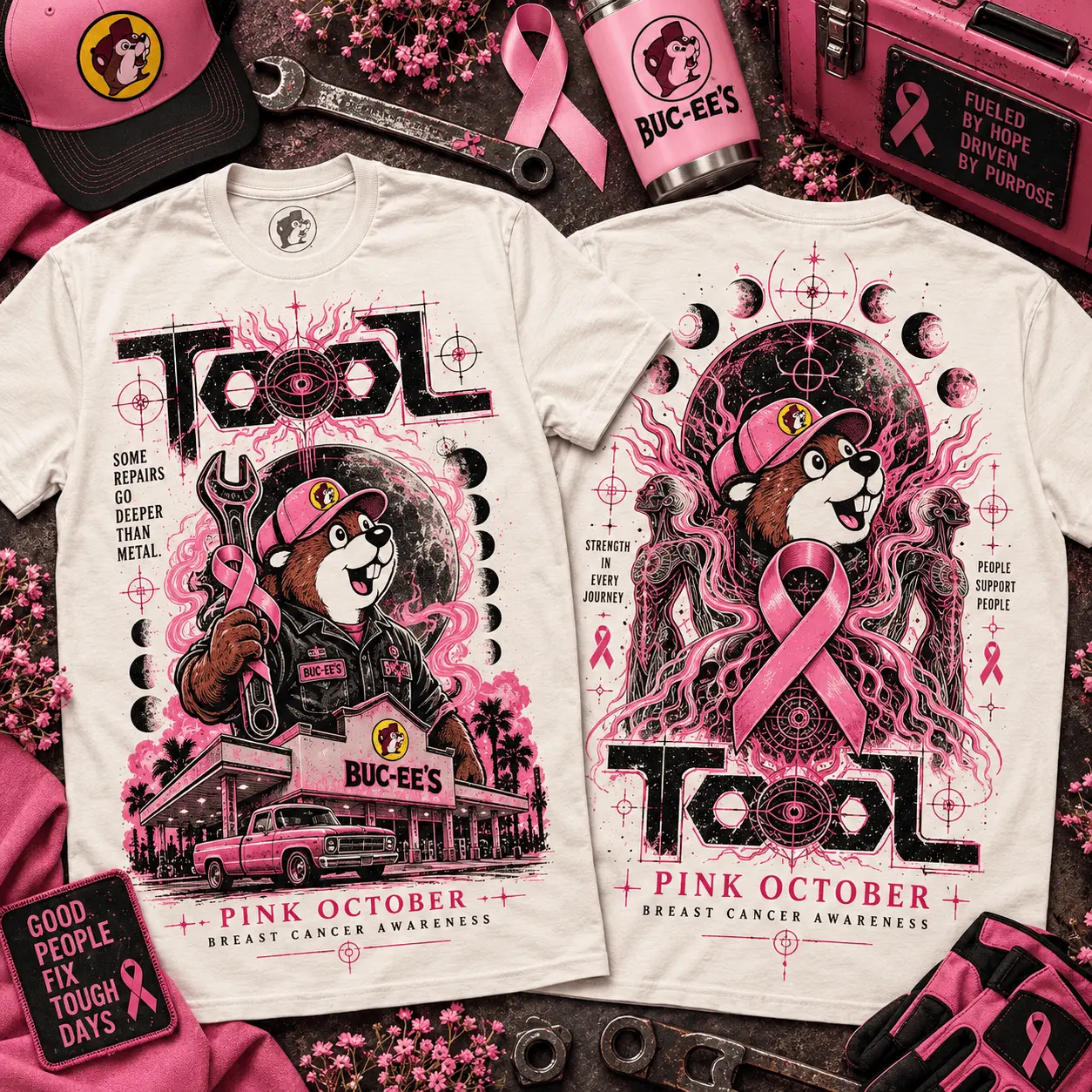 Buc-ee's Tool Pink October Breast Cancer Awareness 3D Shirt NTH1 - Image 2