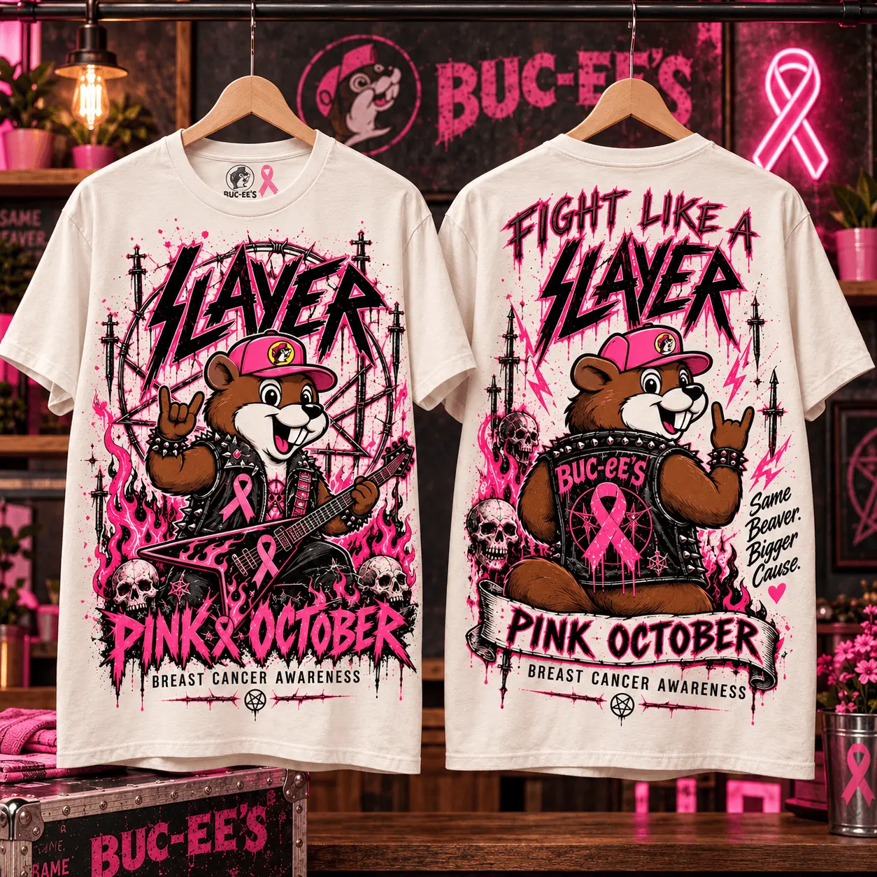 Buc-ee's Slayer Pink October Breast Cancer Awareness 3D Shirt NTH1