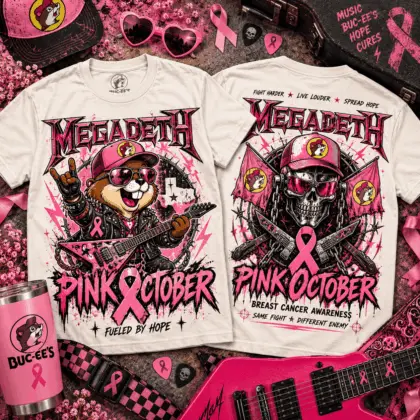 Buc-ee's Megadeth Pink October Breast Cancer Awareness 3D Shirt NTH1