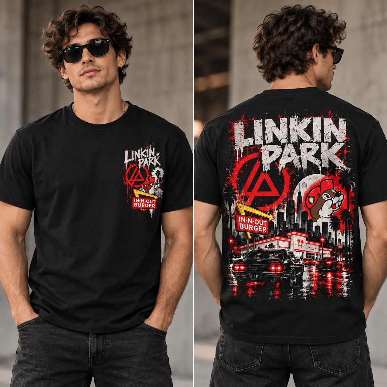 Buc-ee's Linkin Park Heavy Metal Graphic 3D Shirt NTH1