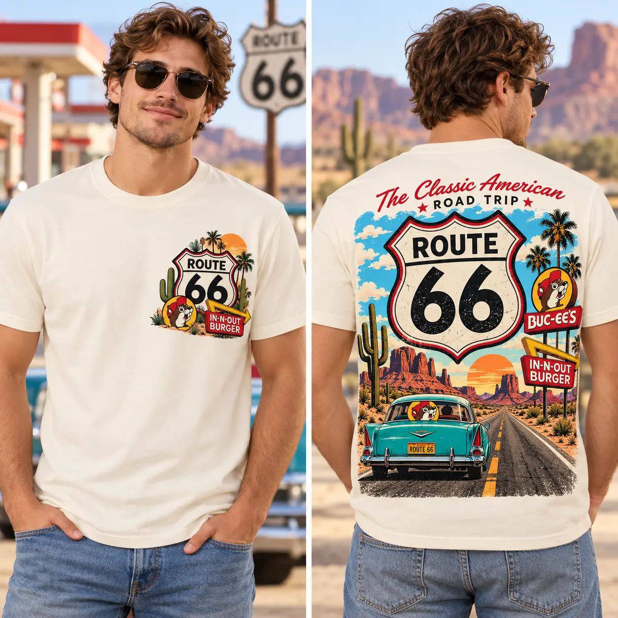Buc-ee's Route 66 Road Trip Graphic 3D Shirt NTH1 - Image 2
