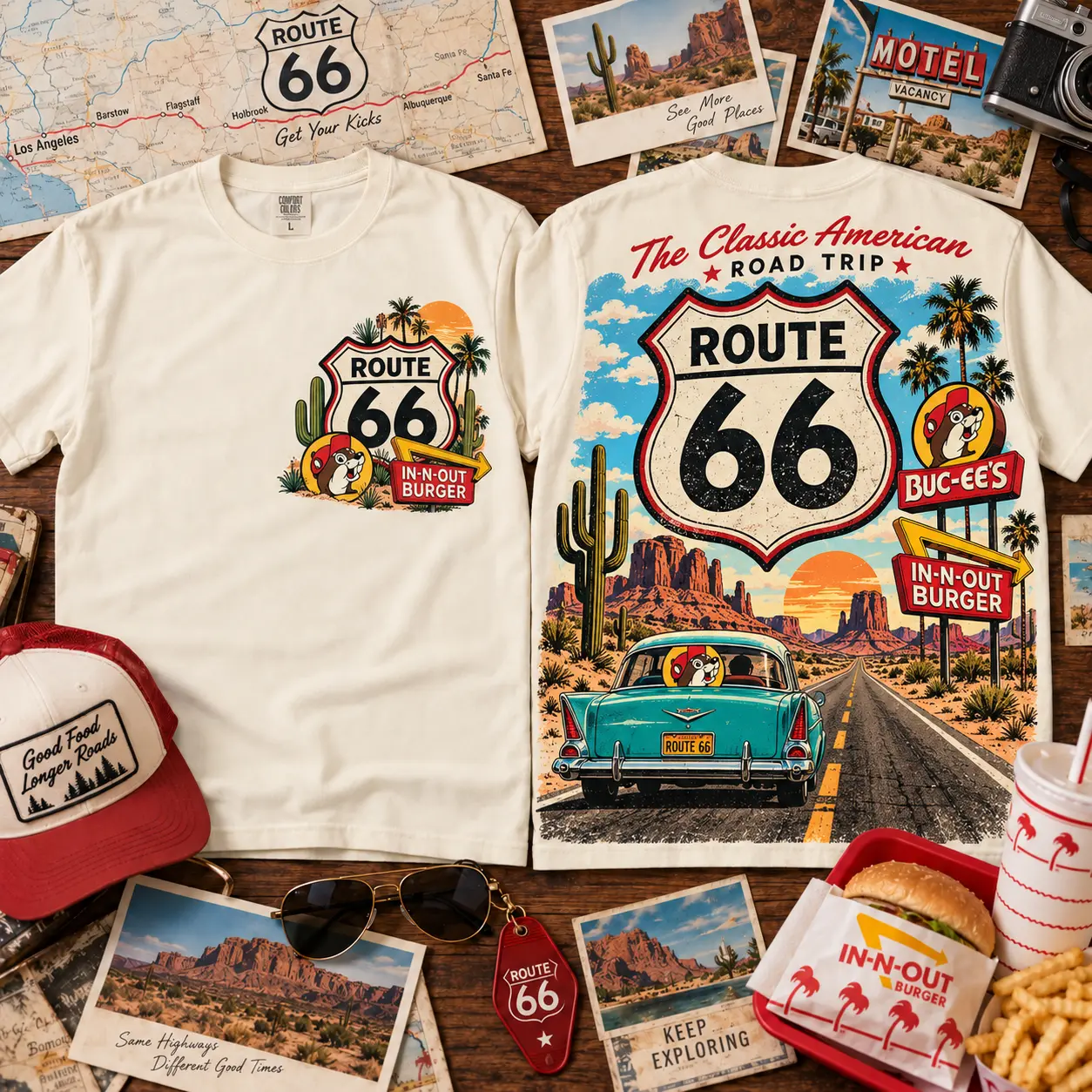 Buc-ee's Route 66 Road Trip Graphic 3D Shirt NTH1