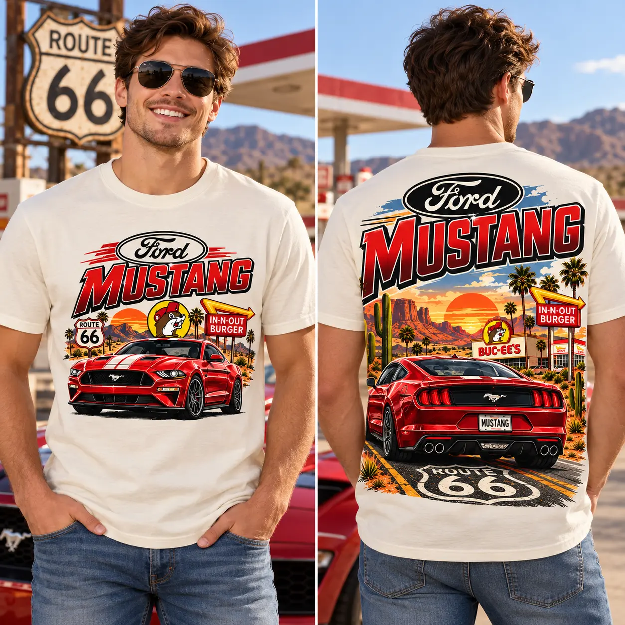 Buc-ee's Route 66 Vintage Car 3D Shirt NTH1 - Image 2
