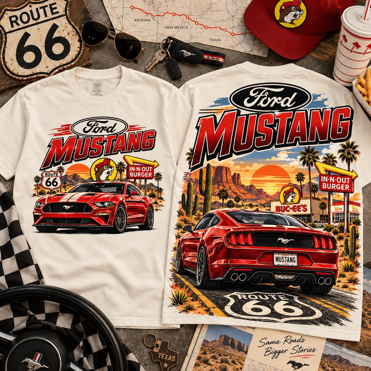 Buc-ee's Route 66 Vintage Car 3D Shirt NTH1