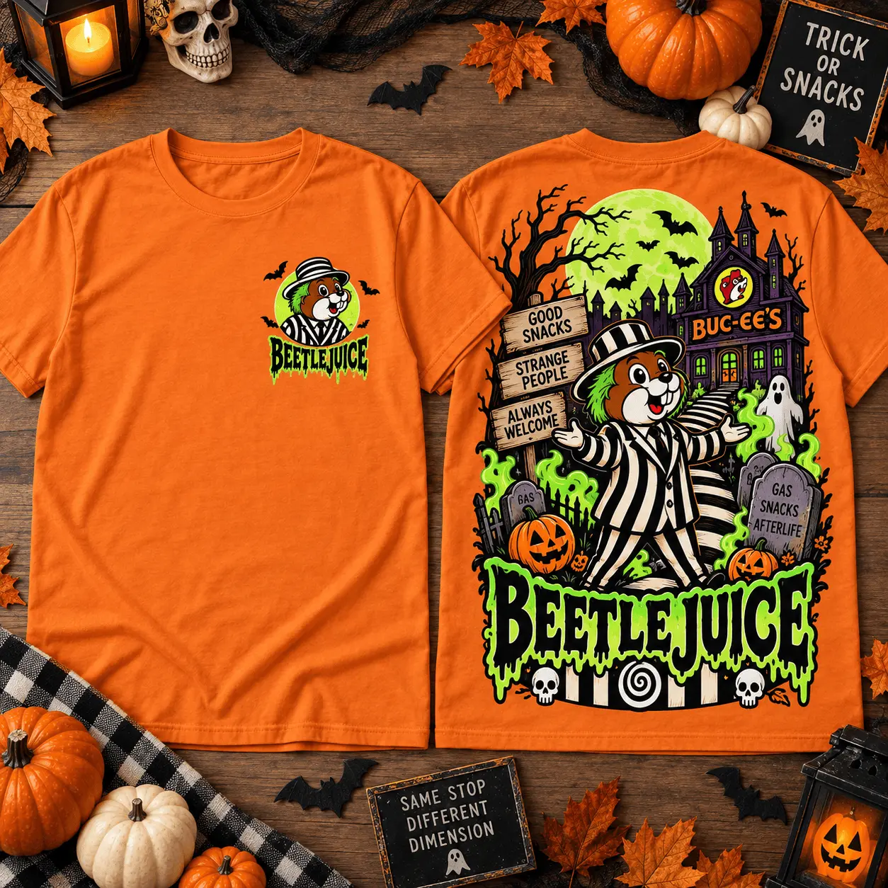 Buc-ee's Beetlejuice Halloween Horror 3D Shirt NTH1