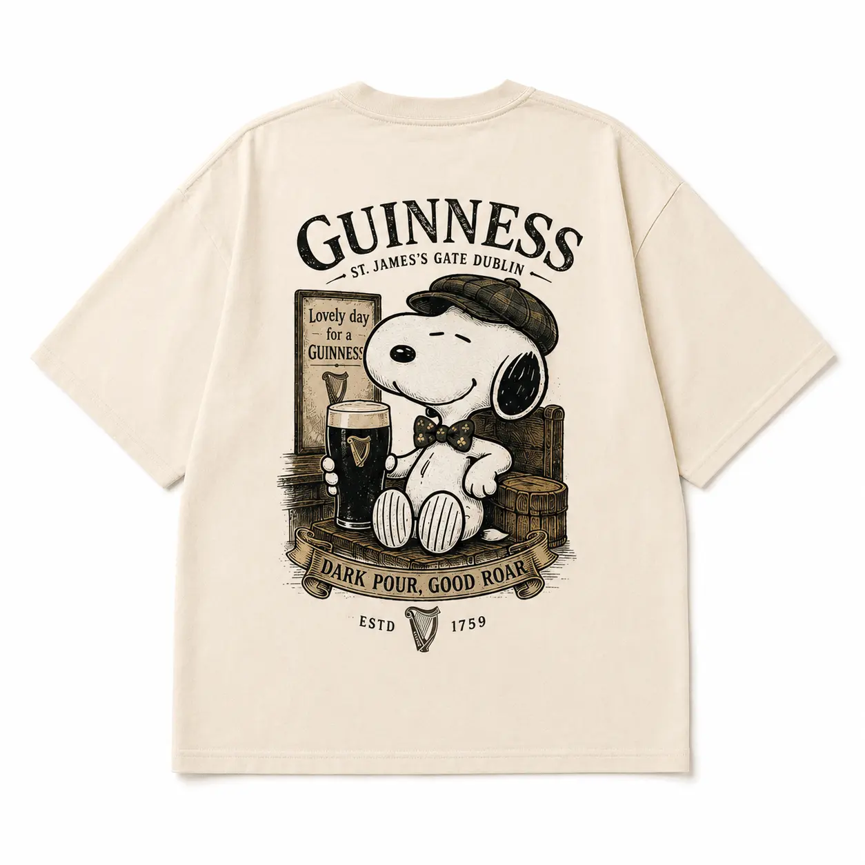 Guinness Snoopy Beer Mug Vintage Graphic 3D Shirt NTH1 - Image 4