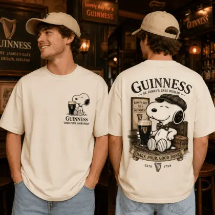 Guinness Snoopy Beer Mug Vintage Graphic 3D Shirt NTH1