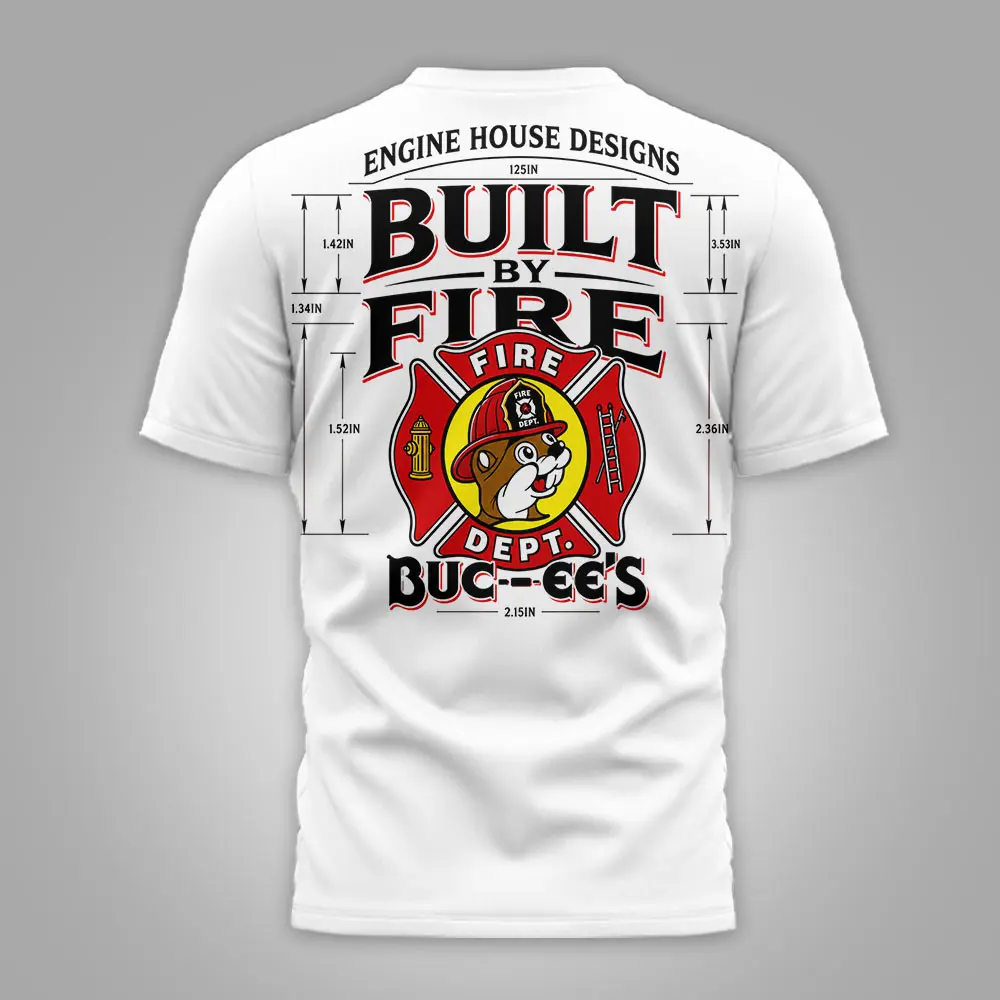 Buc-ee's Built To Fire Firefighter Graphic 3D Shirt NTH1 - Image 3