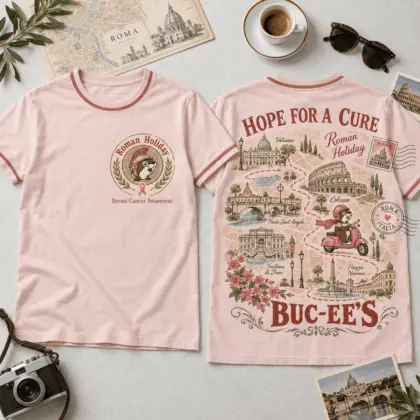 Buc-ee's Hope For A Cure Vintage Rose Graphic 3D Shirt NTH1