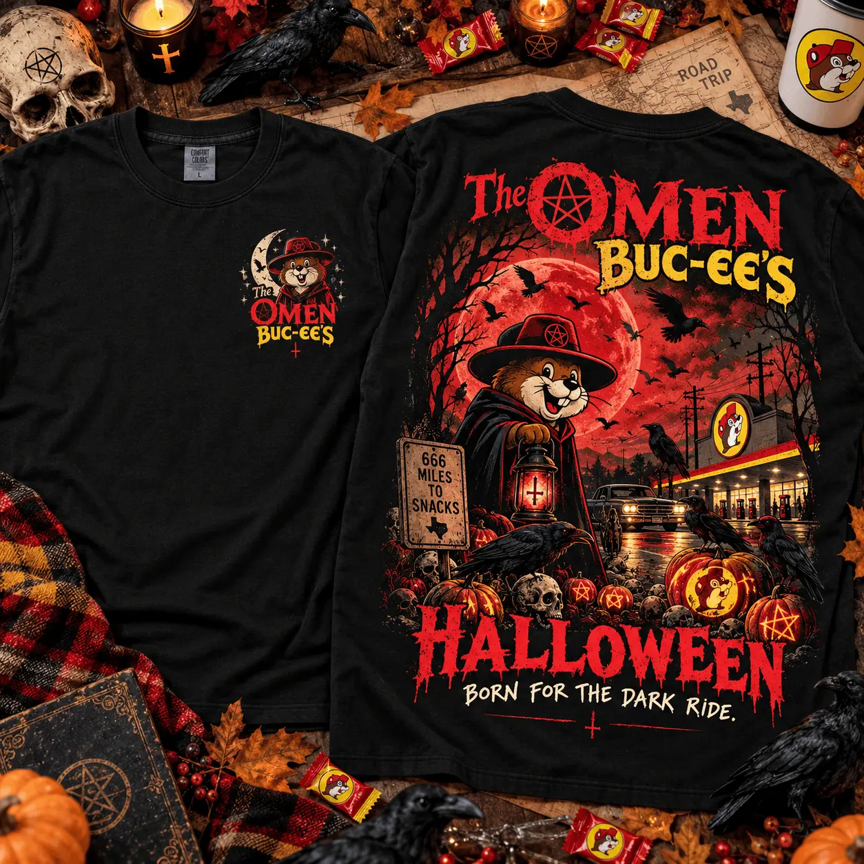 Buc-ee's The Omen Halloween Horror Graphic 3D Shirt NTH1