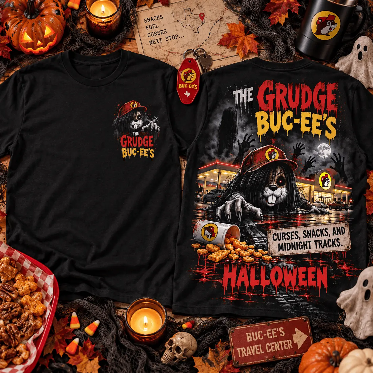 Buc-ee's The Grudge Halloween Horror Graphic 3D Shirt NTH1 - Image 2