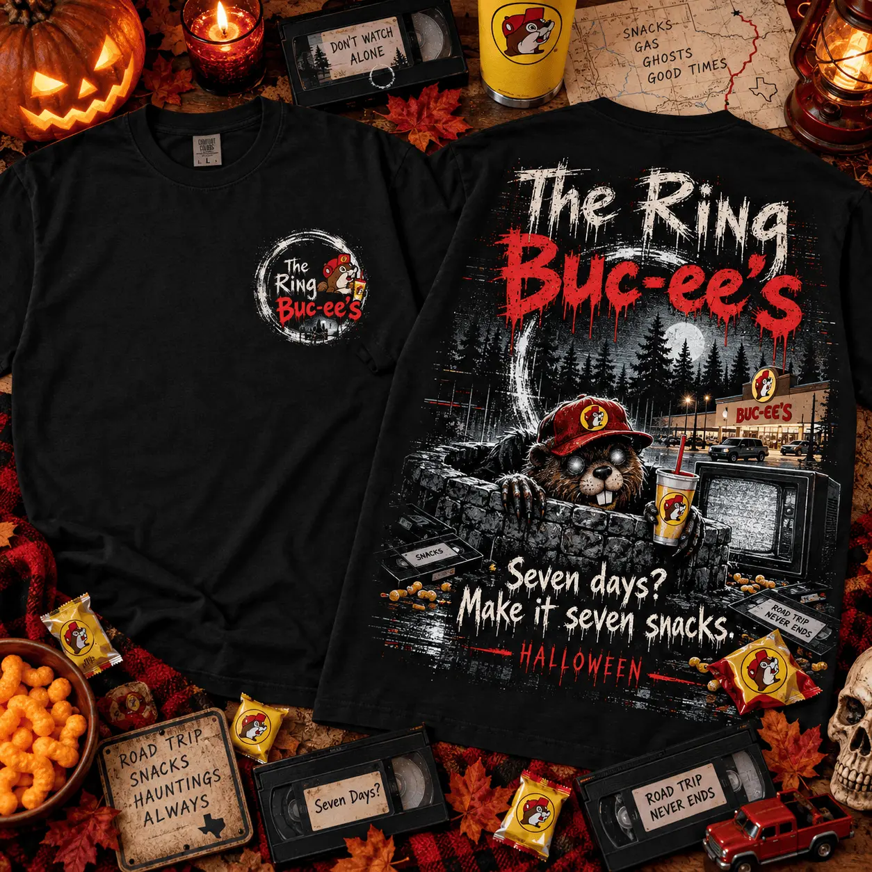 Buc-ee's The Ring Halloween Horror Graphic 3D Shirt NTH1