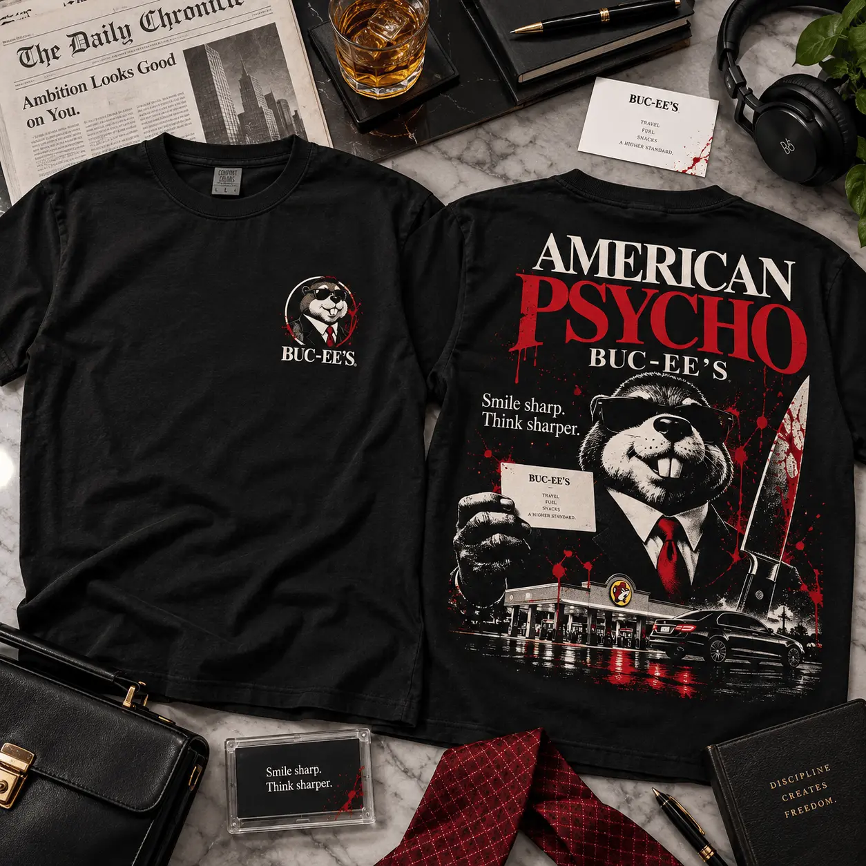 Buc-ee's American Psycho Horror Graphic 3D Shirt NTH1