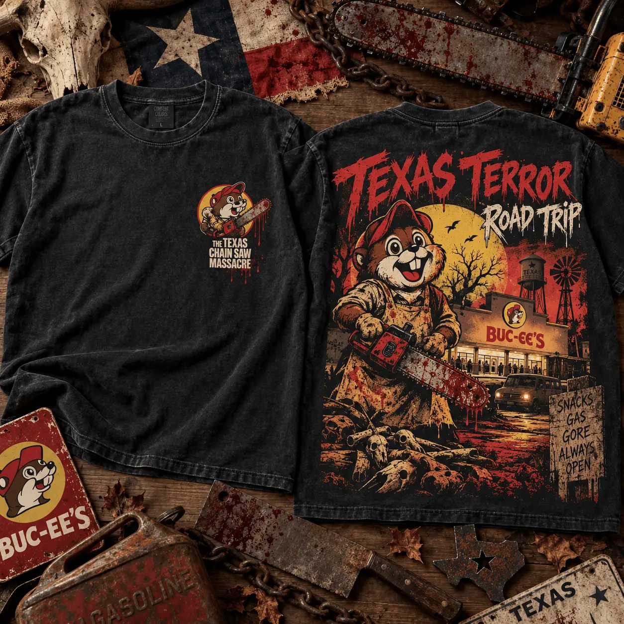 Buc-ee's Texas Terror Horror Graphic 3D Shirt NTH1
