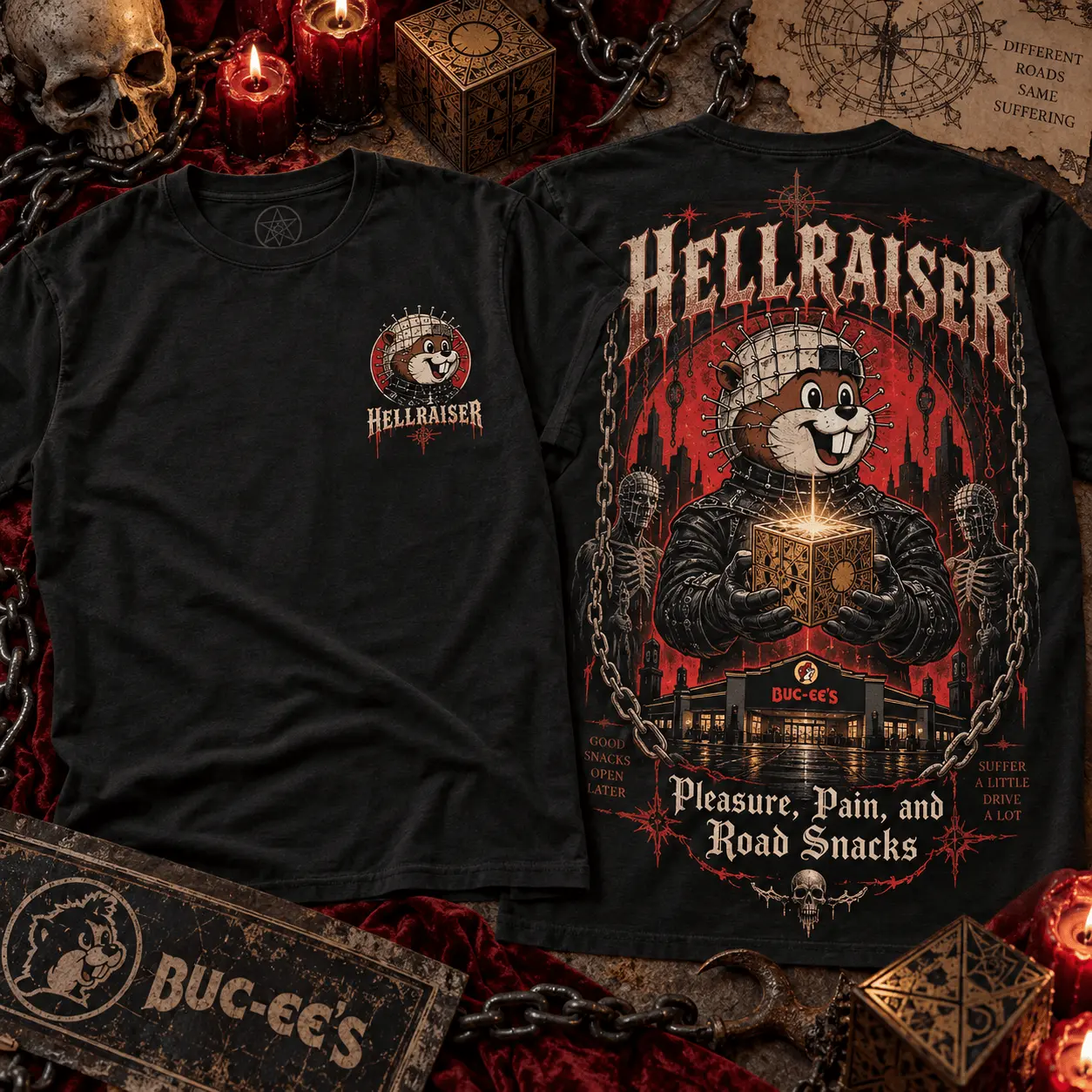 Buc-ee's Hellraiser Horror Graphic 3D Shirt NTH1