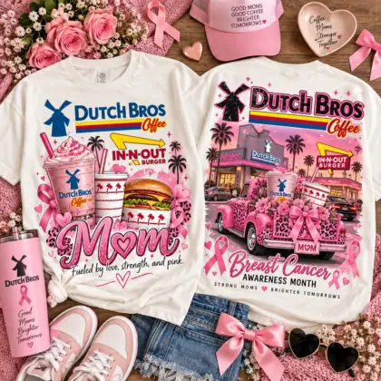 Dutch Bros Pink Ribbon Breast Cancer Awareness 3D Shirt NTH1