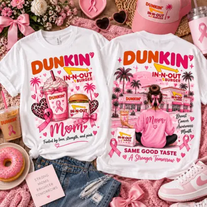 Dunkin Pink Ribbon Breast Cancer Awareness 3D Shirt NTH1