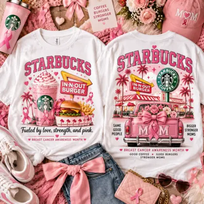 Starbucks Pink Ribbon Breast Cancer Awareness 3D Shirt NTH1