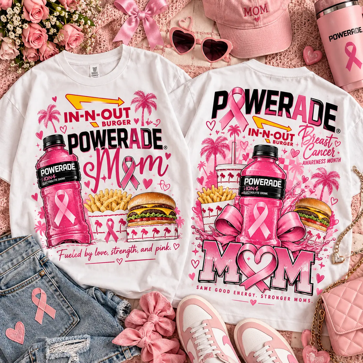 Powerade Pink Ribbon Breast Cancer Awareness 3D Shirt NTH1