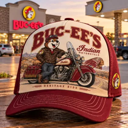Buc-ee's Indian Motorcycle Heritage Print Baseball Cap For Scenic Weekend Rides And Road Trips NDN standalone cap