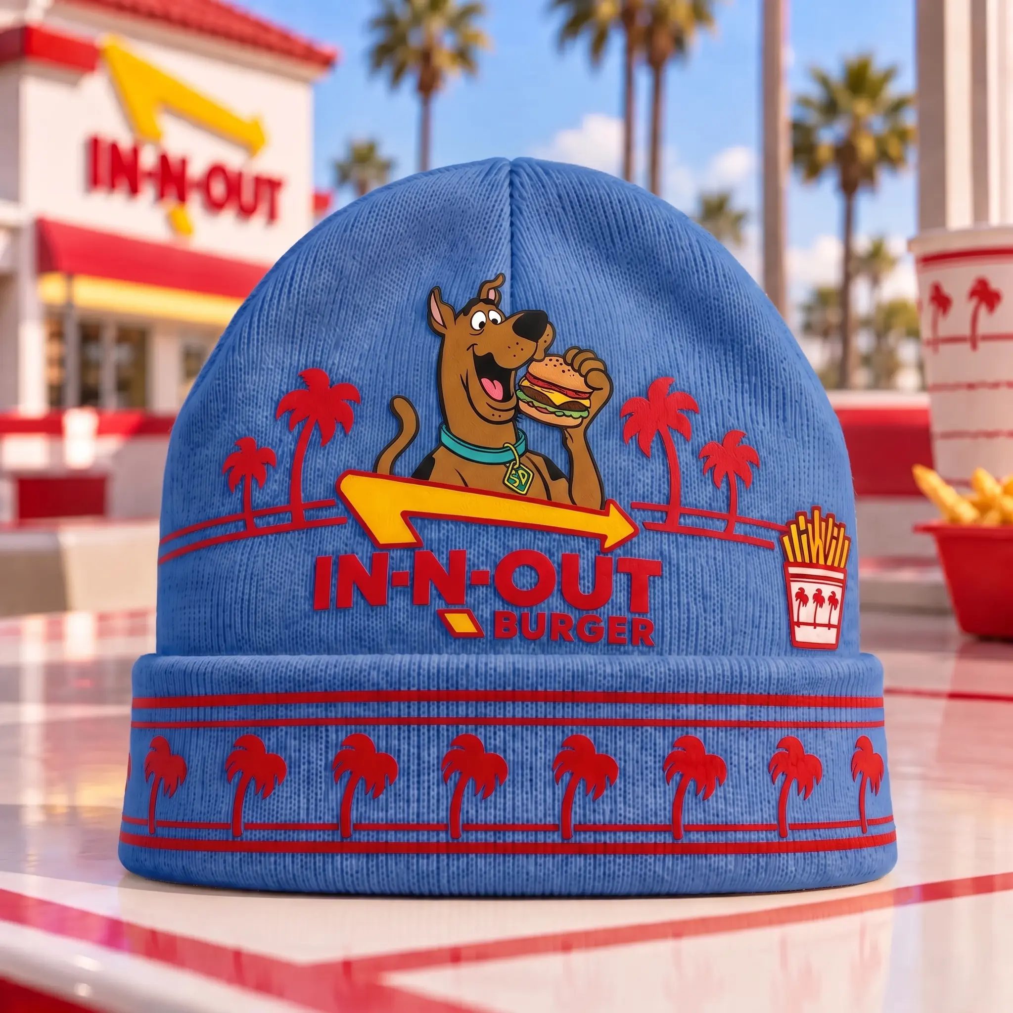 Scooby-Doo Mystery Burger & IN-N-OUT Palm Tree Graphic Beanie Combo Set NDN - Image 9