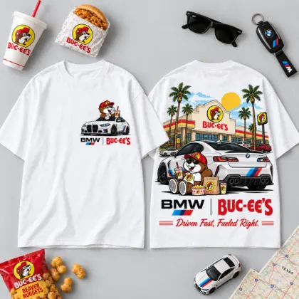 Buc-ee's BMW Motorsport Stripe T-Shirt For Drivers Who Like Their Stops Fueled Right NDN flat