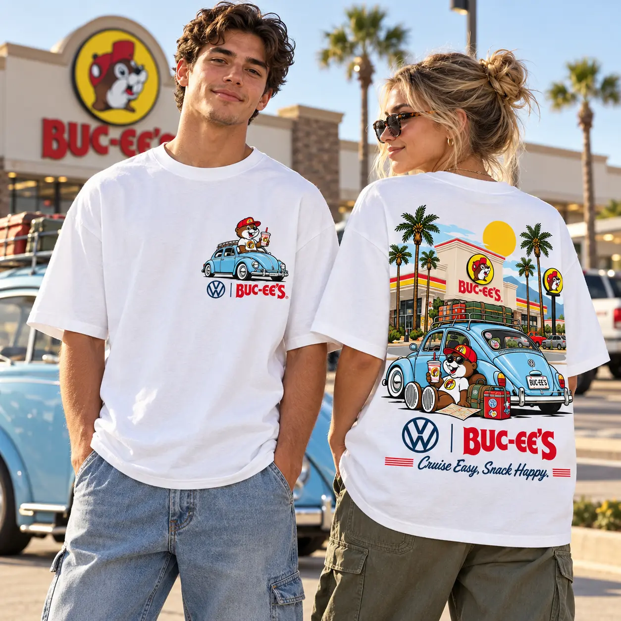 Buc-ee's Volkswagen Beetle Road Trip T-Shirt For Those Who Cruise Easy And Snack Happy NDN worn