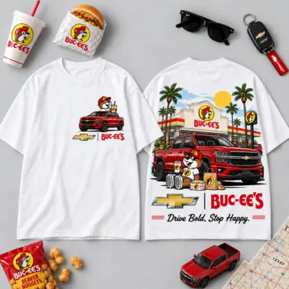 Buc-ee's Chevrolet Red Pickup T-Shirt For Truck Fans Who Fuel Up In Style NDN flat