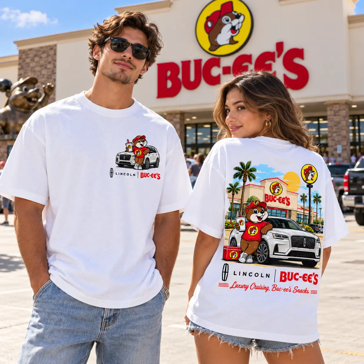 Buc-ee's Lincoln White SUV Beaver 3D Shirt For Luxury Miles And Road Trip Smiles NDN worn