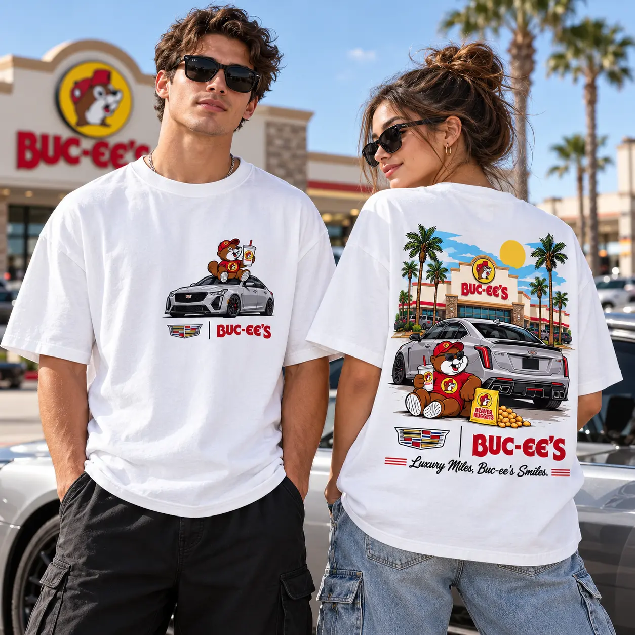 Buc-ee's Cadillac Silver Sedan T-Shirt For Luxury Miles And Road Trip Smiles NDN worn