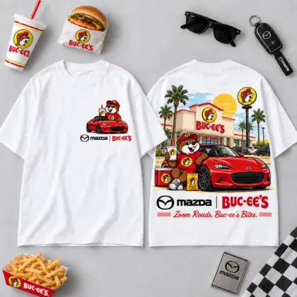 Buc-ee's Mazda Red Sports Car Beaver 3D Shirt For Zoom Roads And Snack Breaks NDN flat