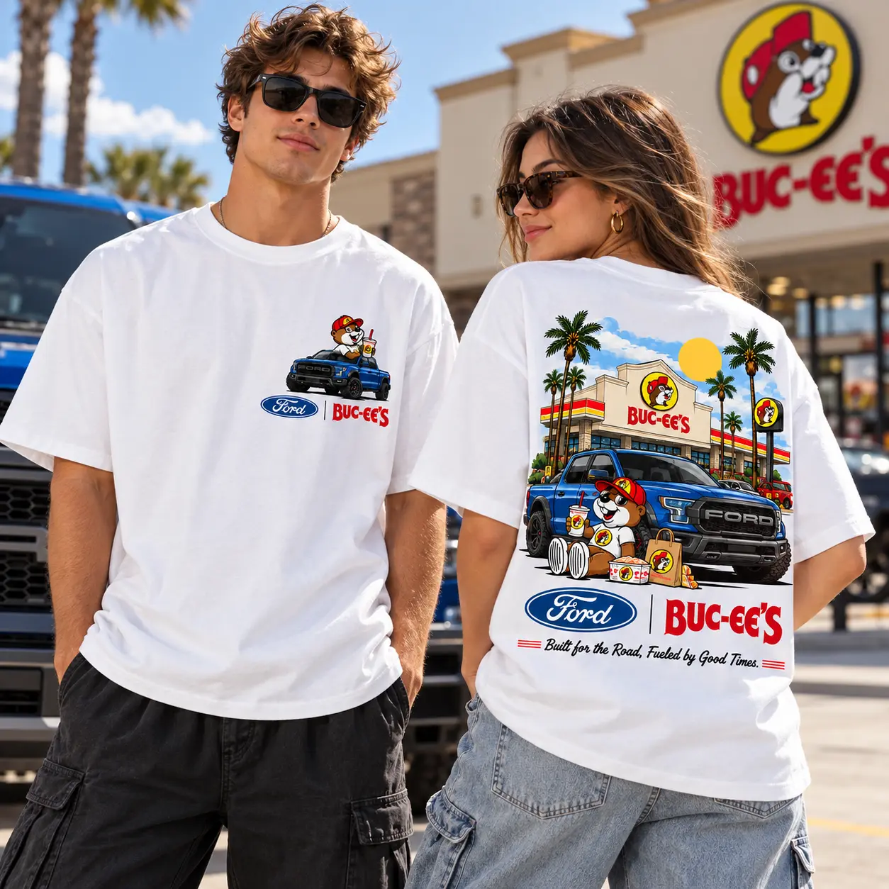 Buc-ee's Ford Blue Pickup T-Shirt For Open Road Adventures Fueled By Good Times NDN worn