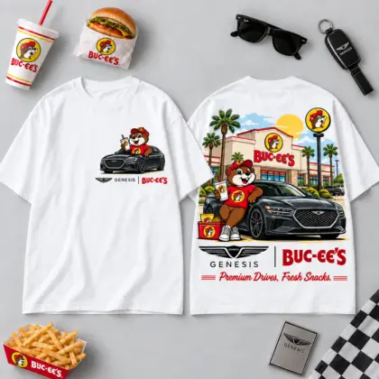 Buc-ee's Genesis Black Sedan Beaver 3D Shirt For Refined Rides And Relaxed Snack Stops NDN flat