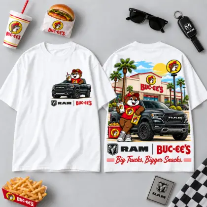 Buc-ee's Ram Black Truck Beaver 3D Shirt For Big Trucks And Bigger Snacks NDN flat