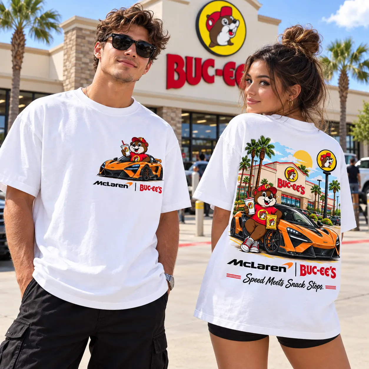 Buc-ee's McLaren Orange Sports Car Beaver 3D Shirt For Fast Lanes And Snack Runs NDN worn
