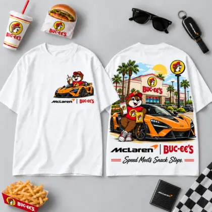 Buc-ee's McLaren Orange Sports Car Beaver 3D Shirt For Fast Lanes And Snack Runs NDN flat