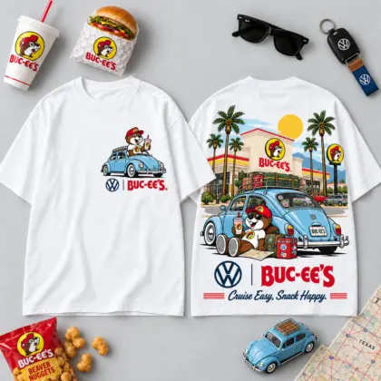 Buc-ee's Volkswagen Beetle Road Trip T-Shirt For Those Who Cruise Easy And Snack Happy NDN flat